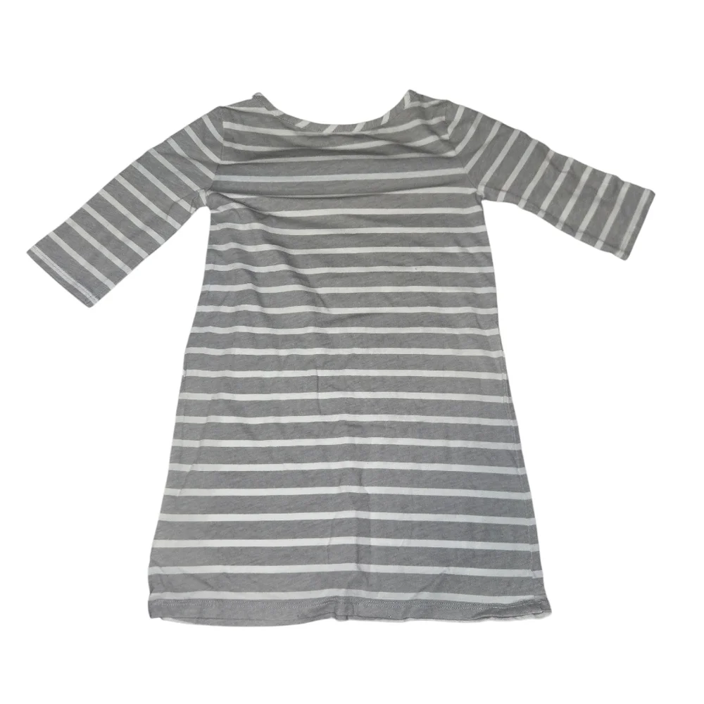 Long White and‎ Gray Striped Shirt/Dress with Quarter Sleeves
